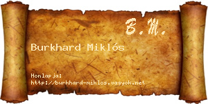 Burkhard Miklós névjegykártya